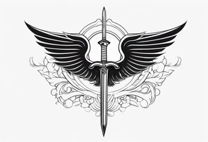 anjo com uma espada tattoo idea