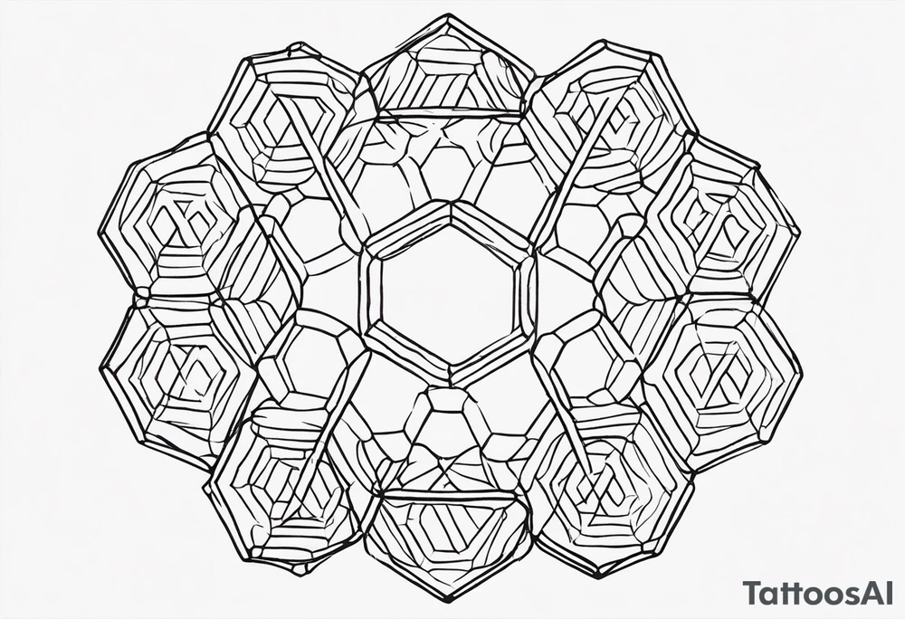 Draw a single circular ring made up of twelve small hexagons connected to each other tattoo idea