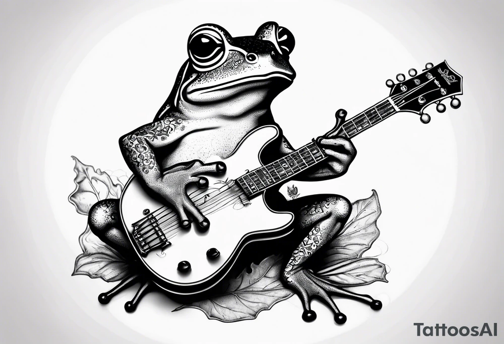 Frog playing guitar tattoo idea