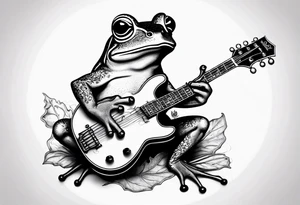 Frog playing guitar tattoo idea