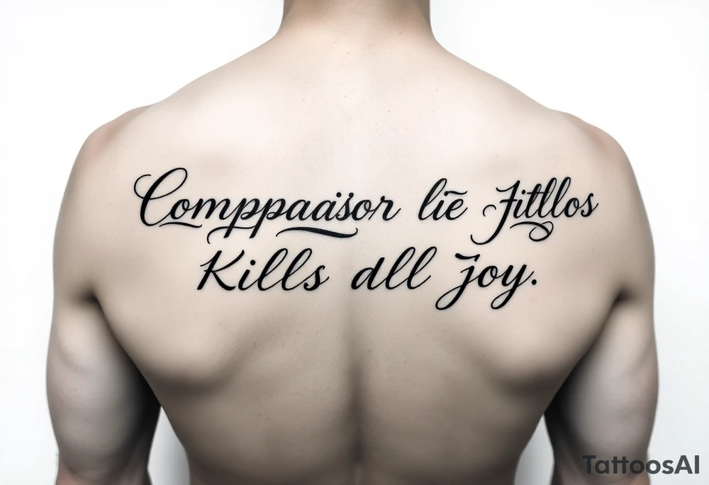 The quote Comparison Kills All Joy and then a design or something symbolic that relates to the quote on my for arm tattoo idea