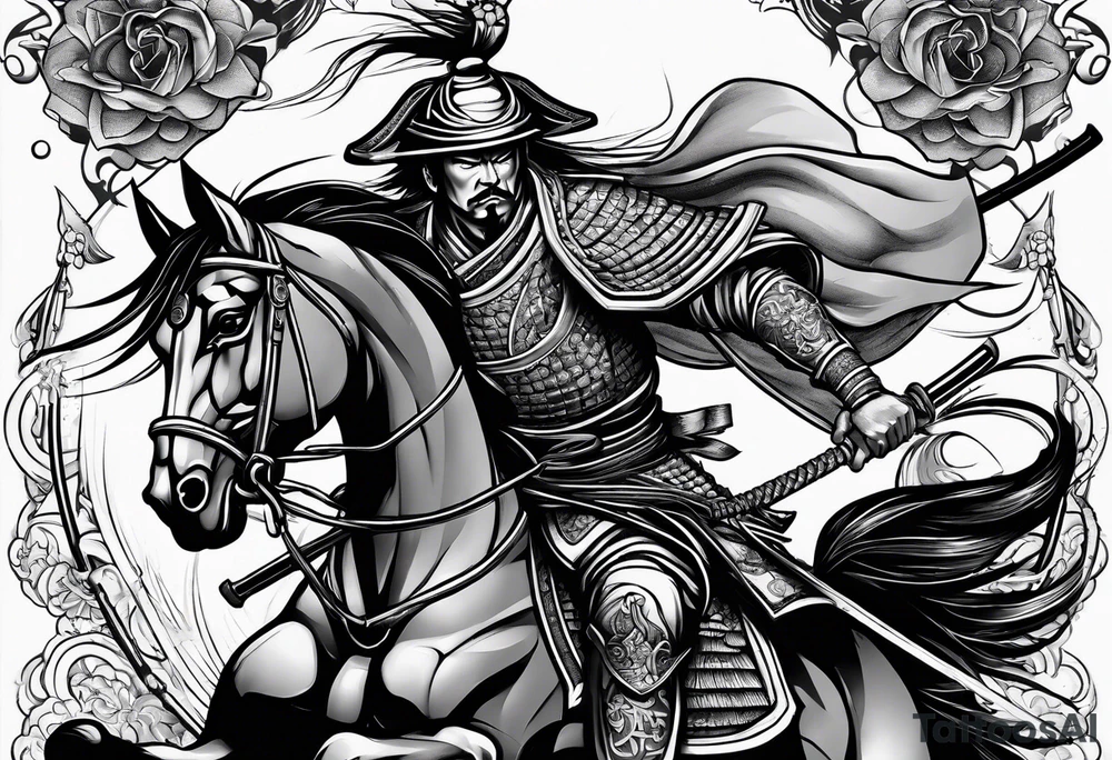 Samurai in battle tattoo idea