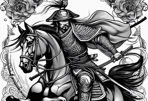 Samurai in battle tattoo idea