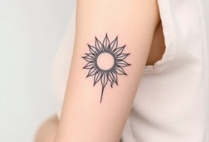 Shining Mystical sun with long  leaning sunflower sun tattoo idea