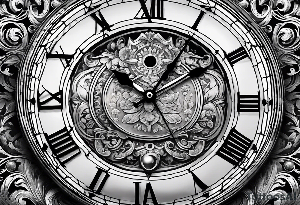 A clock made out of a quarter coin tattoo idea