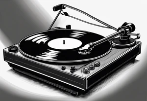 Recordplayer finline art minimalistic tattoo idea