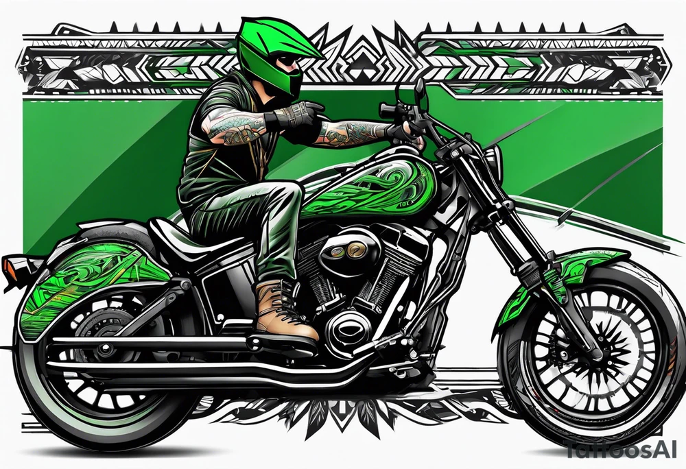 Green arrow riding a Santa Cruz blur full suspension mountain bike tattoo idea