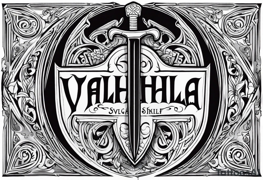 Valhalla sword shield tattoo idea