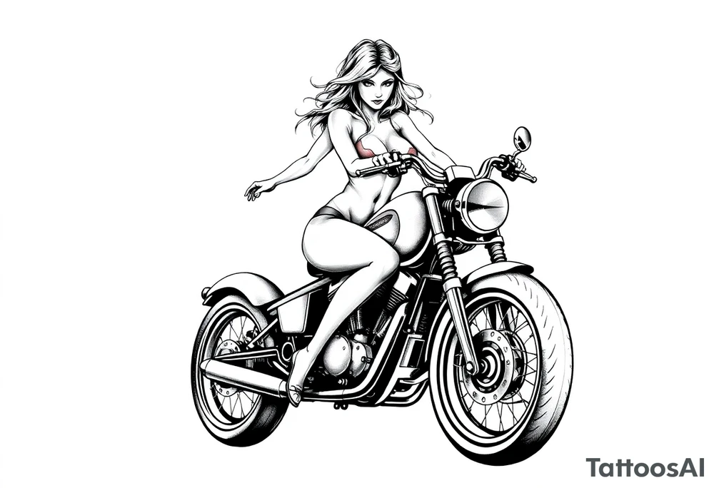 naked girl on motorcycle, slut, angry tattoo idea