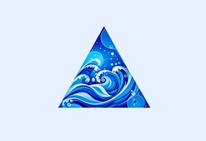 A blue triangle filled with waves and bubbles, symbolizing the element of water and emotion. tattoo idea