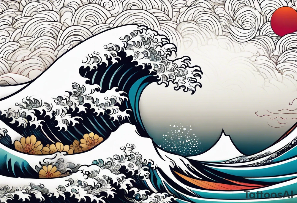 calm wave background tattoo idea
