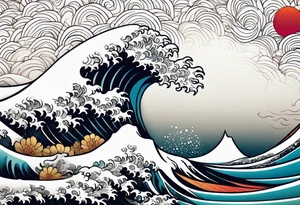 calm wave background tattoo idea