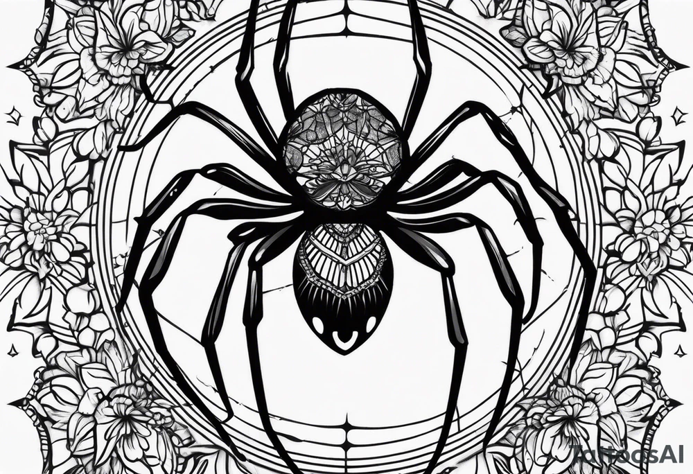 Romantic dark feminine spider tattoo idea