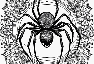 Romantic dark feminine spider tattoo idea