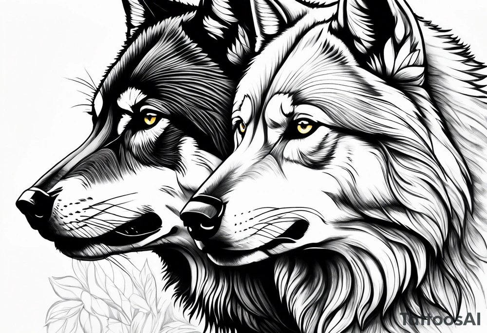 Tale of two wolves tattoo idea