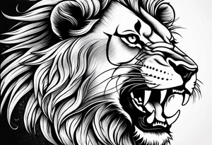 black lion roaring tattoo idea