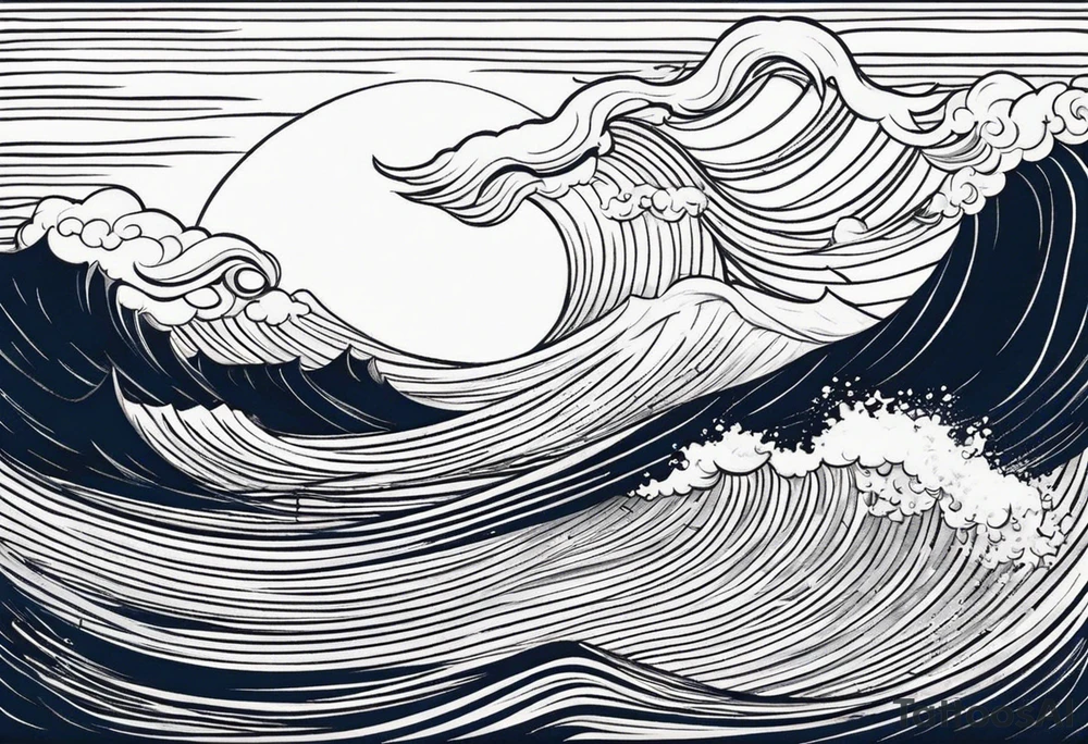 picture 8 by 8 centimeters of sea waves before a storm tattoo idea