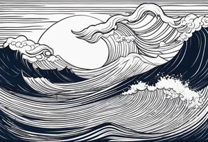 picture 8 by 8 centimeters of sea waves before a storm tattoo idea