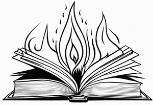 book open with fire comming out of the pages tattoo idea