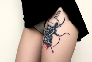 A big slash wound revealing a robotic under the skin tattoo idea