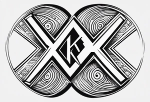 Simplistic symbol large delta inside a circle made with letter K tattoo idea