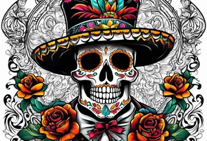 Mexico day of dead  man standing
 skeleton tattoo idea