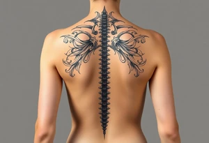 Spinal futuristic, full length, shoulders to lower back tattoo idea