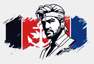 Solid snake with a picture of marine le pen tattoo idea
