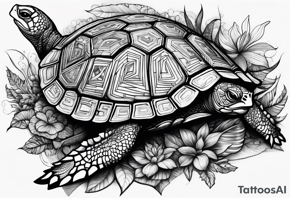 psychedelic turtle tattoo idea