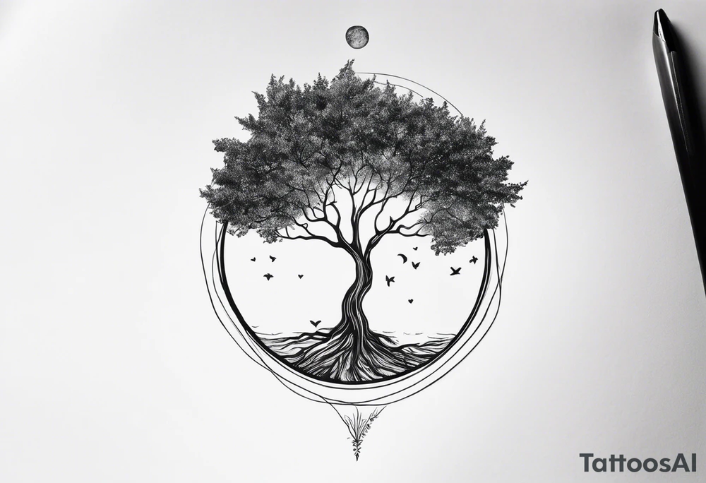 minimalistic, fine line tattoo, showing the roots of a tree but instead of the actual tree a globe grows out of the stem, symbolizing the love for traveling and experiencing the world and new cultures but not forgetting about the roots of family and friends who I am very grateful for tattoo idea