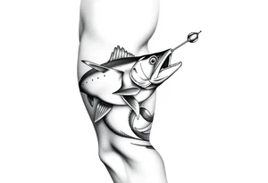 A muskelunge swimming in the water chasing a spinner bait tattoo idea