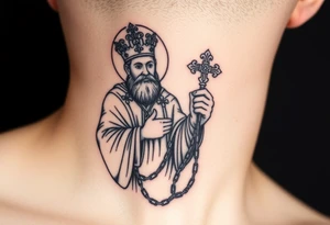 russian christian orthodox saint holding the russian orthodox thurible chains tattoo idea