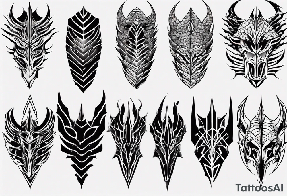 Dragon scale armor symmetrical tattoo idea