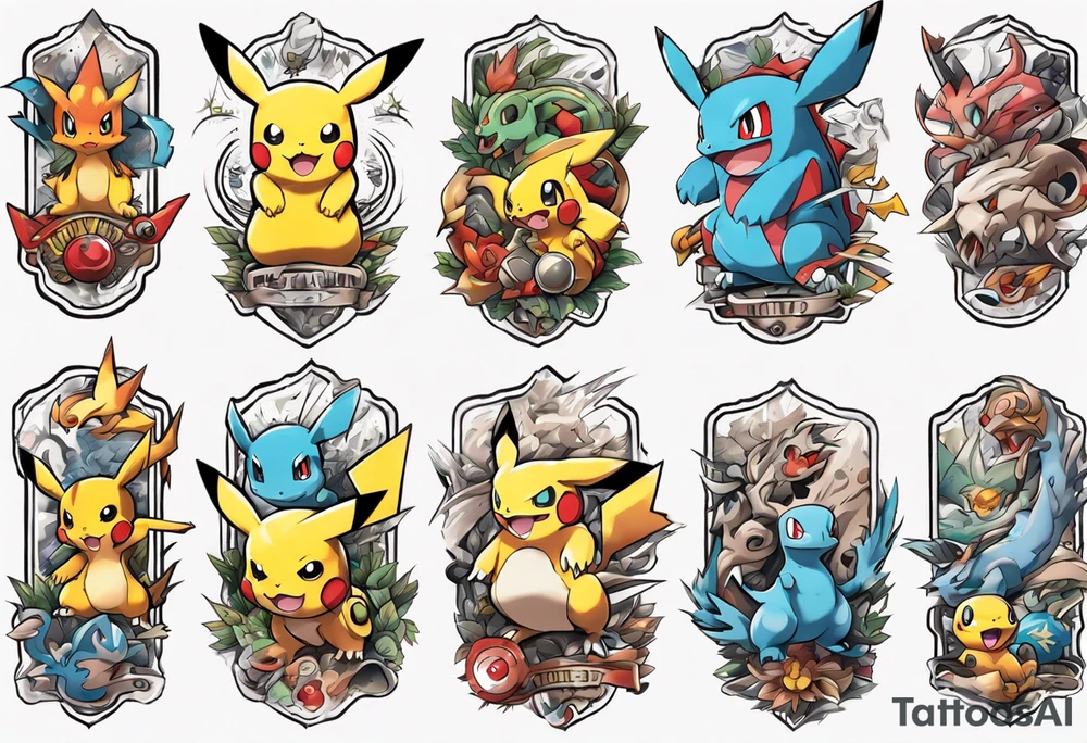 Pokemon arm sleeve tattoo idea