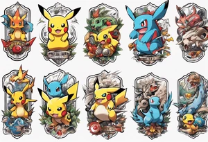 Pokemon arm sleeve tattoo idea