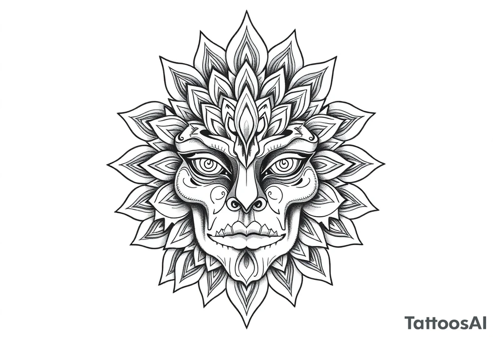 clack face and mandala tattoo idea