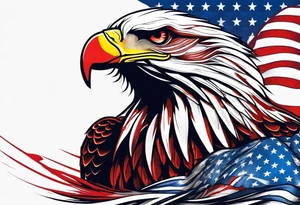Eagle grabbing america flag with red white and blue blood on talons. tattoo idea