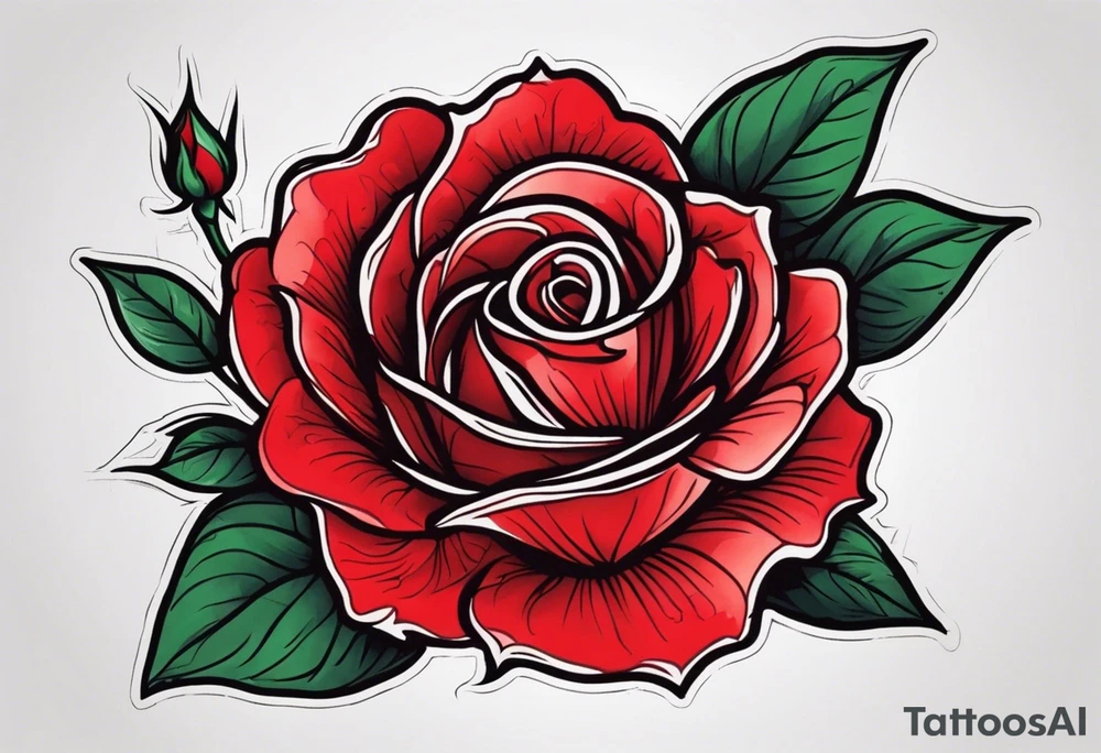 a red rose with stem and thorns tattoo idea