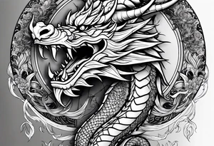 an asian dragon, anime-style, surrounding a vajra tattoo idea