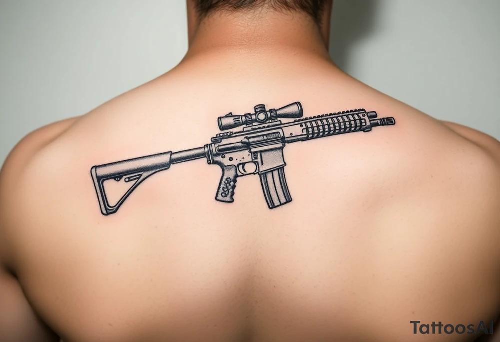 Rifle woth ochoa inside of it tattoo idea
