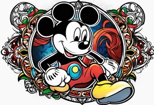 mickey mouse in mortal kombat style tattoo idea