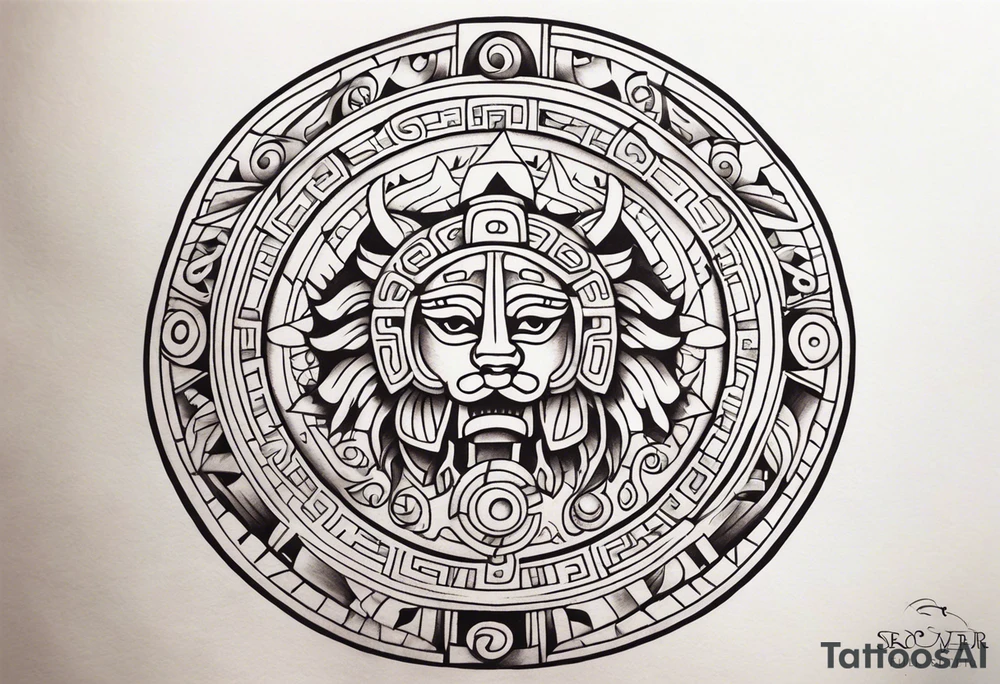 Mayan Zodiac full knee tattoo idea
