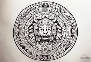 Mayan Zodiac full knee tattoo idea