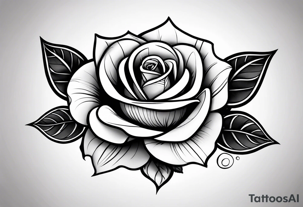 A rose with a few leaves tattoo idea