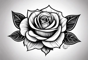 A rose with a few leaves tattoo idea