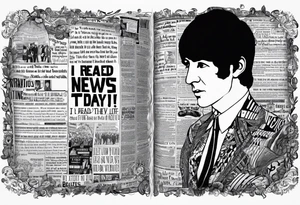 The lyrics “I read the news today, oh boy” from A Day in The Life by the Beatles involving newspaper imagery. tattoo idea