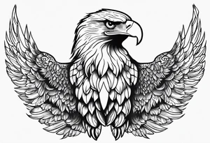 realistic eagle full body  sit face front closed wings tattoo idea