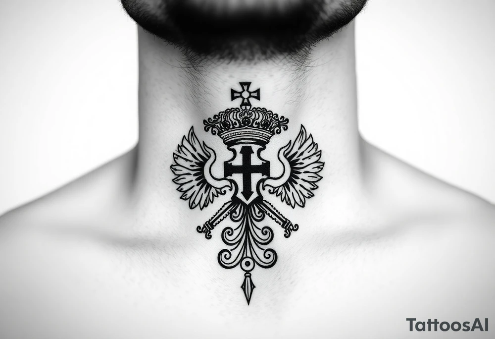 russian christian orthodox military neck design front facing tattoo idea