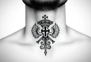 russian christian orthodox military neck design front facing tattoo idea