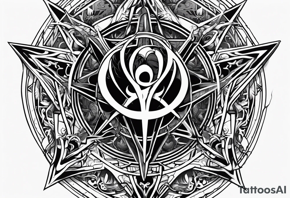 Lilith symbol inside a pentagram tattoo idea